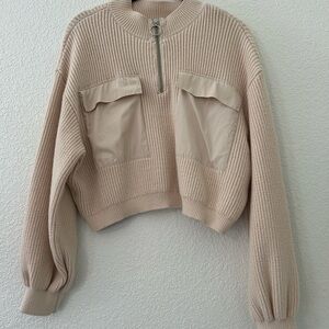Mango Beige Utility Jacket with Ribbed Texture
